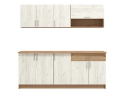 Cucina Bianco Larice Marrone Rovere un Cassetto 5 Ripiani, 9 Ante - Surano