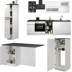 Cucine|Cucina > Dmora Cucina Bianco Lucido Grigio Ardesia 3 Cassetti 29 Ripiani, 12 Ante Made in Italy - Balme Grigio Ardesia, Bianco Lucido