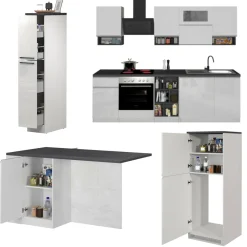 Cucina Bianco Lucido Grigio Ardesia Modulabile 29 Ripiani, 3 Cassetti Made in Italy - Balme