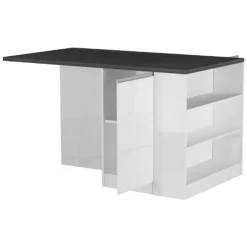Cucine|Cucina > Dmora Cucina Bianco Lucido Grigio Ardesia un Cassetto 13 Ripiani, Modulabile Made in Italy - Fonti Grigio Ardesia, Bianco Lucido