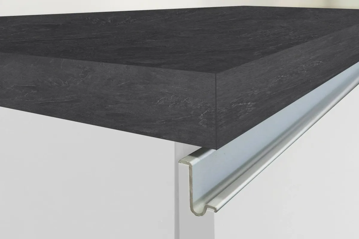 Cucine|Cucina > Dmora Cucina Bianco Lucido Grigio Ardesia un Cassetto 13 Ripiani, Modulabile Made in Italy - Fonti Grigio Ardesia, Bianco Lucido