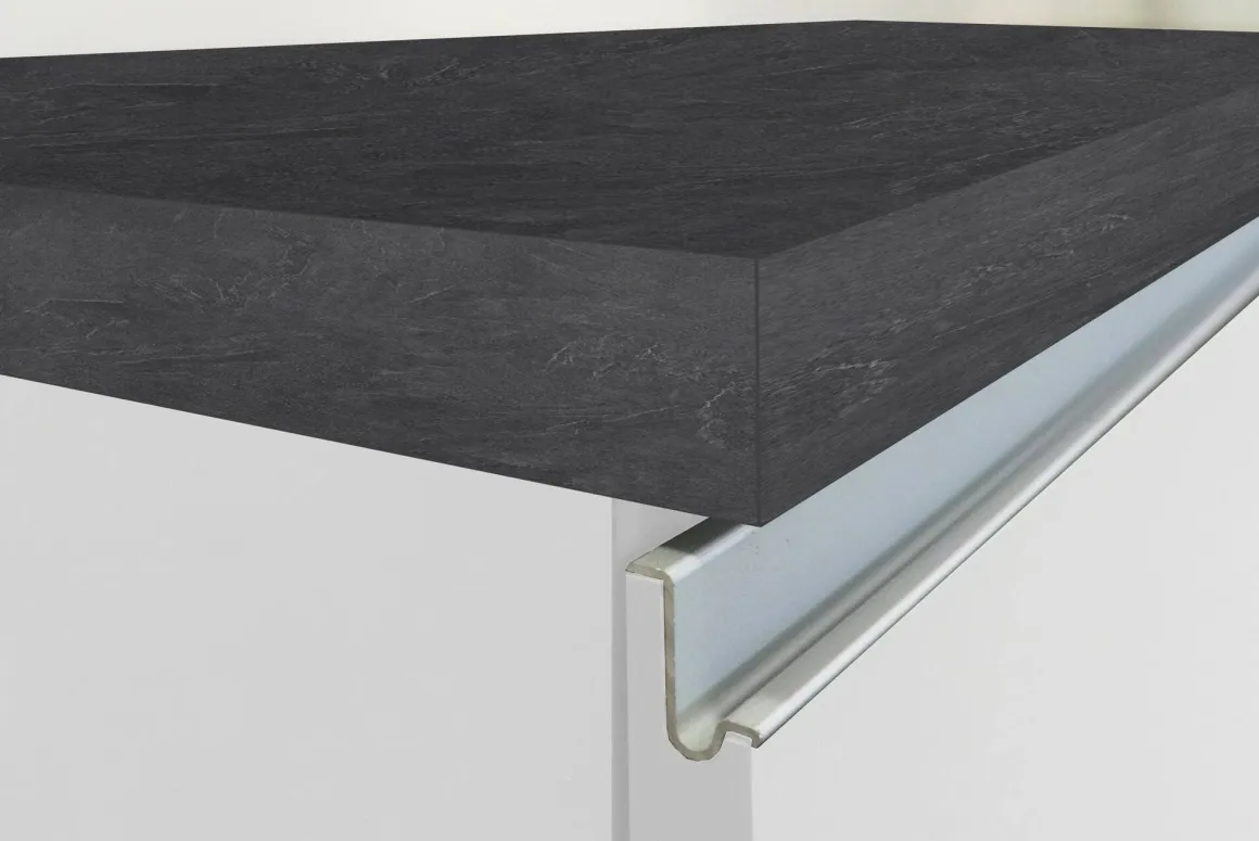 Cucine|Cucina > Dmora Cucina Bianco Lucido Grigio Ardesia un Cassetto 19 Ripiani, Modulabile Made in Italy - Attiko Grigio Ardesia, Bianco Lucido