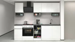 Cucine|Cucina > Dmora Cucina Bianco Lucido Grigio Ardesia un Cassetto 19 Ripiani, Modulabile Made in Italy - Attiko Grigio Ardesia, Bianco Lucido