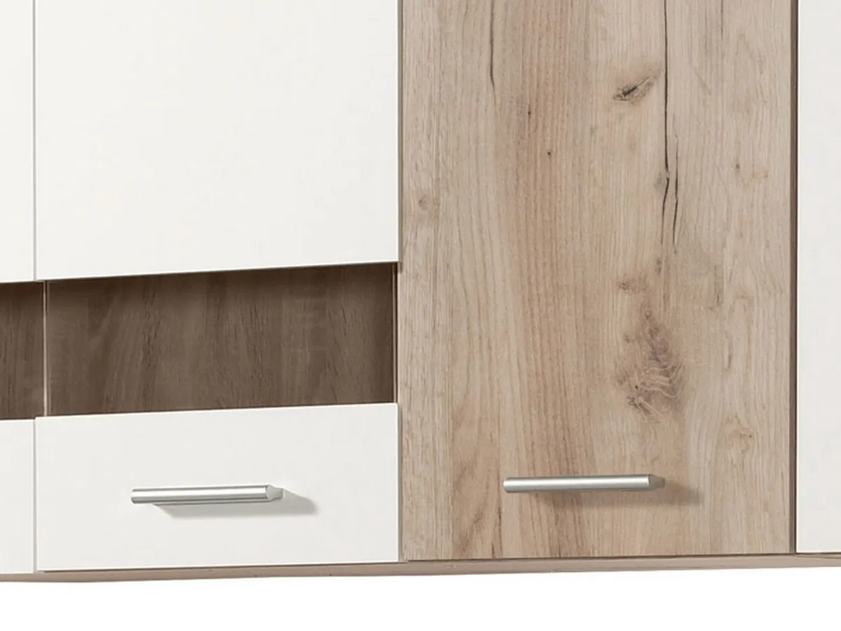 Cucine > Dmora Cucina Bianco Marrone Rovere 2 Cassetti 5 Ripiani, 10 Ante - Bornago Marrone, Bianco Rovere