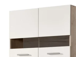 Cucina Bianco Marrone Rovere 2 Ripiani 4 Ante, Fori Piano Cottura e Lavello a Carico del Cliente - Taurano