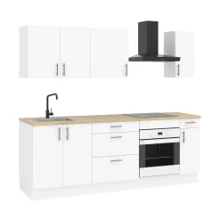 Cucine > Dmora Cucina Bianco Marrone Rovere 4 Cassetti Modulabile, 7 Ripiani - Silphora Marrone, Bianco Rovere