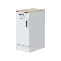 Cucina Bianco Marrone Rovere 4 Cassetti 5 Ripiani, Apertura Battente, Scorrevole - Moriantha