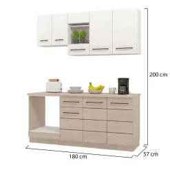 Cucina Bianco Marrone Rovere un Cassetto 10 Ripiani, 8 Ante - Colombo