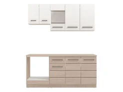 Cucina Bianco Marrone Rovere un Cassetto 10 Ripiani, 8 Ante - Colombo