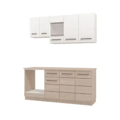 Cucina Bianco Marrone Rovere un Cassetto 10 Ripiani, 8 Ante - Colombo