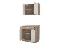 Cucine > Dmora Cucina Bianco Marrone Rovere un Cassetto 4 Ripiani, 6 Ante - Lanzo Marrone, Bianco Rovere