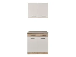 Cucine > Dmora Cucina Bianco Marrone Rovere un Cassetto 4 Ripiani, 6 Ante - Lanzo Marrone, Bianco Rovere