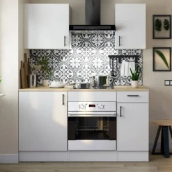Cucine > Dmora Cucina Bianco Marrone Rovere un Cassetto 7 Ripiani, 8 Ante - Colombo Marrone, Bianco Rovere