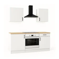 Cucina Bianco Marrone Rovere un Cassetto 4 Ripiani, Apertura Battente, Scorrevole - Thymira
