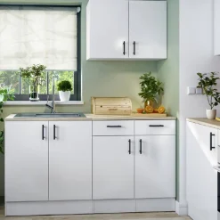 Cucine > Dmora Cucina Bianco Marrone Rovere un Cassetto Modulabile, 6 Ripiani - Telinea Marrone, Bianco Rovere