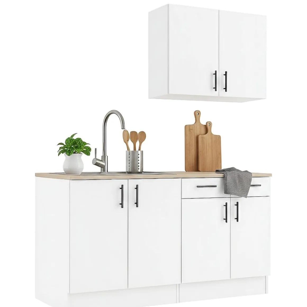 Cucine > Dmora Cucina Bianco Marrone Rovere un Cassetto Modulabile, 6 Ripiani - Telinea Marrone, Bianco Rovere