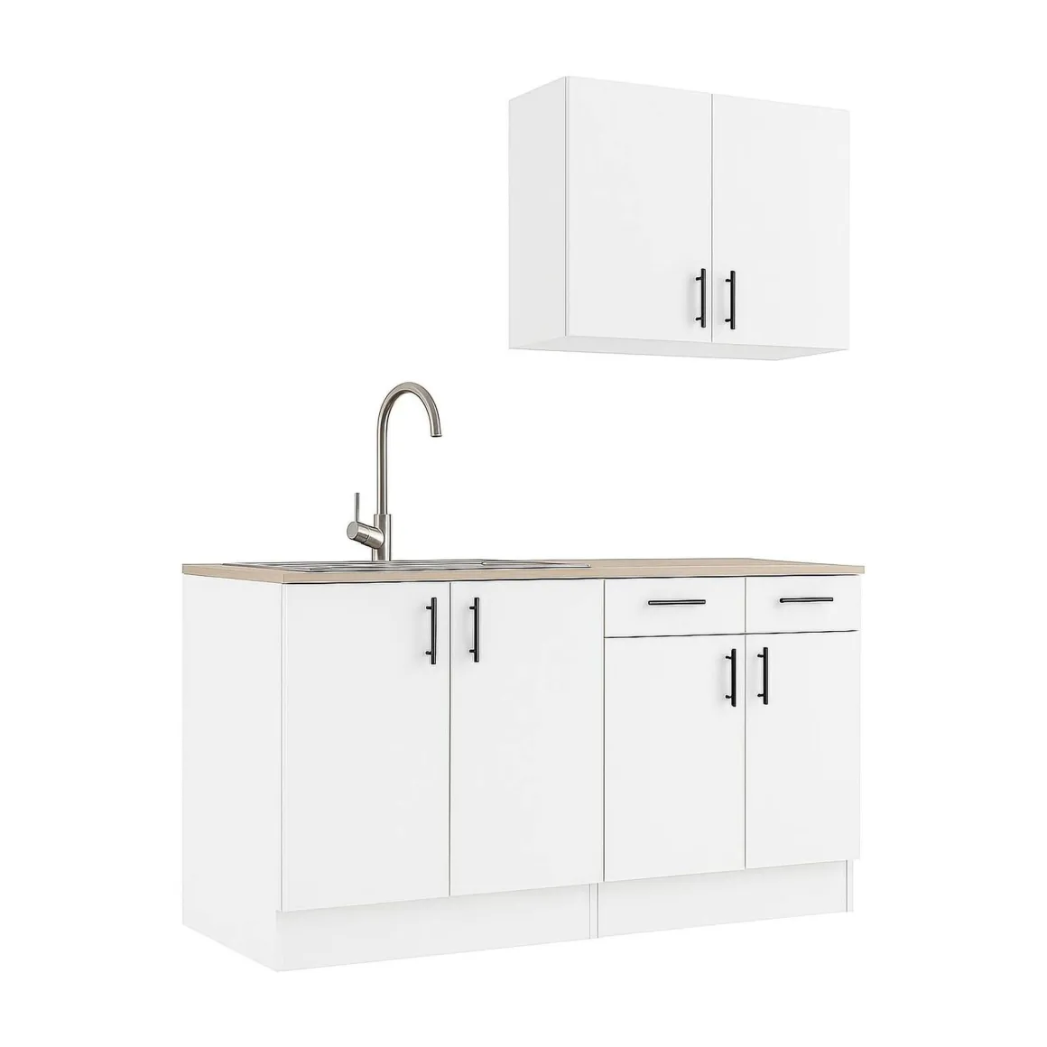 Cucine > Dmora Cucina Bianco Marrone Rovere un Cassetto Modulabile, 6 Ripiani - Telinea Marrone, Bianco Rovere