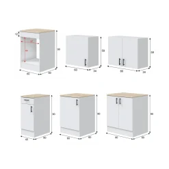 Cucine > Dmora Cucina Bianco Marrone Rovere un Cassetto Modulabile, 6 Ripiani - Telinea Marrone, Bianco Rovere
