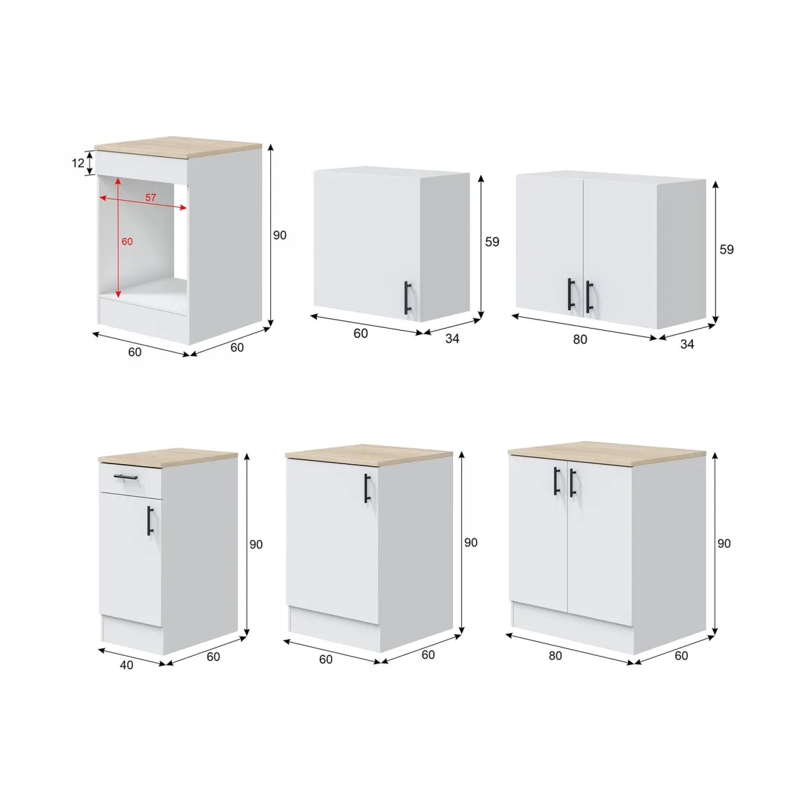 Cucine > Dmora Cucina Bianco Marrone Rovere un Cassetto Modulabile, 6 Ripiani - Telinea Marrone, Bianco Rovere