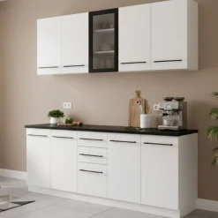 Cucine > Dmora Cucina Bianco Nero 2 Cassetti 9 Ripiani, 10 Ante - Scerni Nero, Bianco