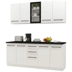Cucine > Dmora Cucina Bianco Nero 2 Cassetti 9 Ripiani, 10 Ante - Scerni Nero, Bianco