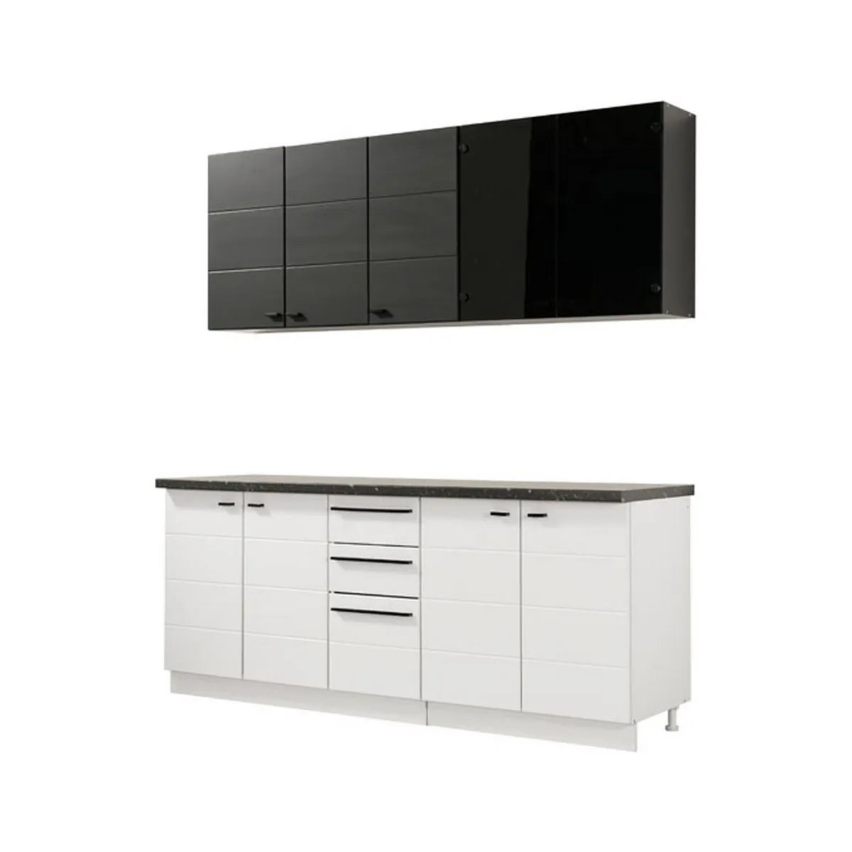 Cucine > Dmora Cucina Bianco Nero 2 Cassetti 9 Ripiani, 10 Ante - Scerni Nero, Bianco