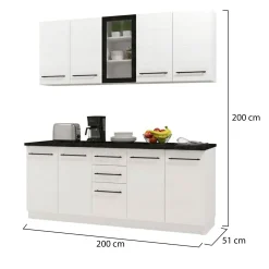 Cucina Bianco Nero 2 Cassetti 9 Ripiani, 10 Ante - Monale