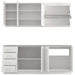 Cucina Bianco Opaco Bianco Lucido 4 Cassetti Modulabile, Apertura Battente, Scorrevole - Riquew