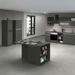 Cucine|Cucina > Dmora Cucina Grigio Ardesia Grigio Ardesia 3 Cassetti 31 Ripiani, Modulabile Made in Italy - Arlo Grigio Ardesia, Grigio Ardesia