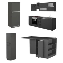 Cucine|Cucina > Dmora Cucina Grigio Ardesia Grigio Ardesia 3 Cassetti 31 Ripiani, Modulabile Made in Italy - Arlo Grigio Ardesia, Grigio Ardesia