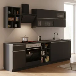 Cucine|Cucina > Dmora Cucina Grigio Ardesia Grigio Ardesia un Cassetto 19 Ripiani, 7 Ante Made in Italy - Attimis Grigio Ardesia, Grigio Ardesia