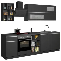 Cucine|Cucina > Dmora Cucina Grigio Ardesia Grigio Ardesia un Cassetto 19 Ripiani, 7 Ante Made in Italy - Attimis Grigio Ardesia, Grigio Ardesia