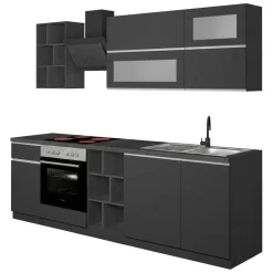 Cucine|Cucina > Dmora Cucina Grigio Ardesia Grigio Ardesia un Cassetto 19 Ripiani, 7 Ante Made in Italy - Attimis Grigio Ardesia, Grigio Ardesia