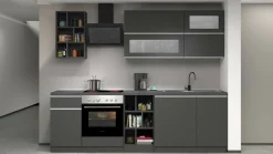 Cucine|Cucina > Dmora Cucina Grigio Ardesia Grigio Ardesia un Cassetto 19 Ripiani, 7 Ante Made in Italy - Attimis Grigio Ardesia, Grigio Ardesia
