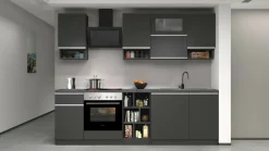 Cucina Grigio Ardesia Grigio Ardesia un Cassetto 19 Ripiani, Modulabile Made in Italy - Attiko