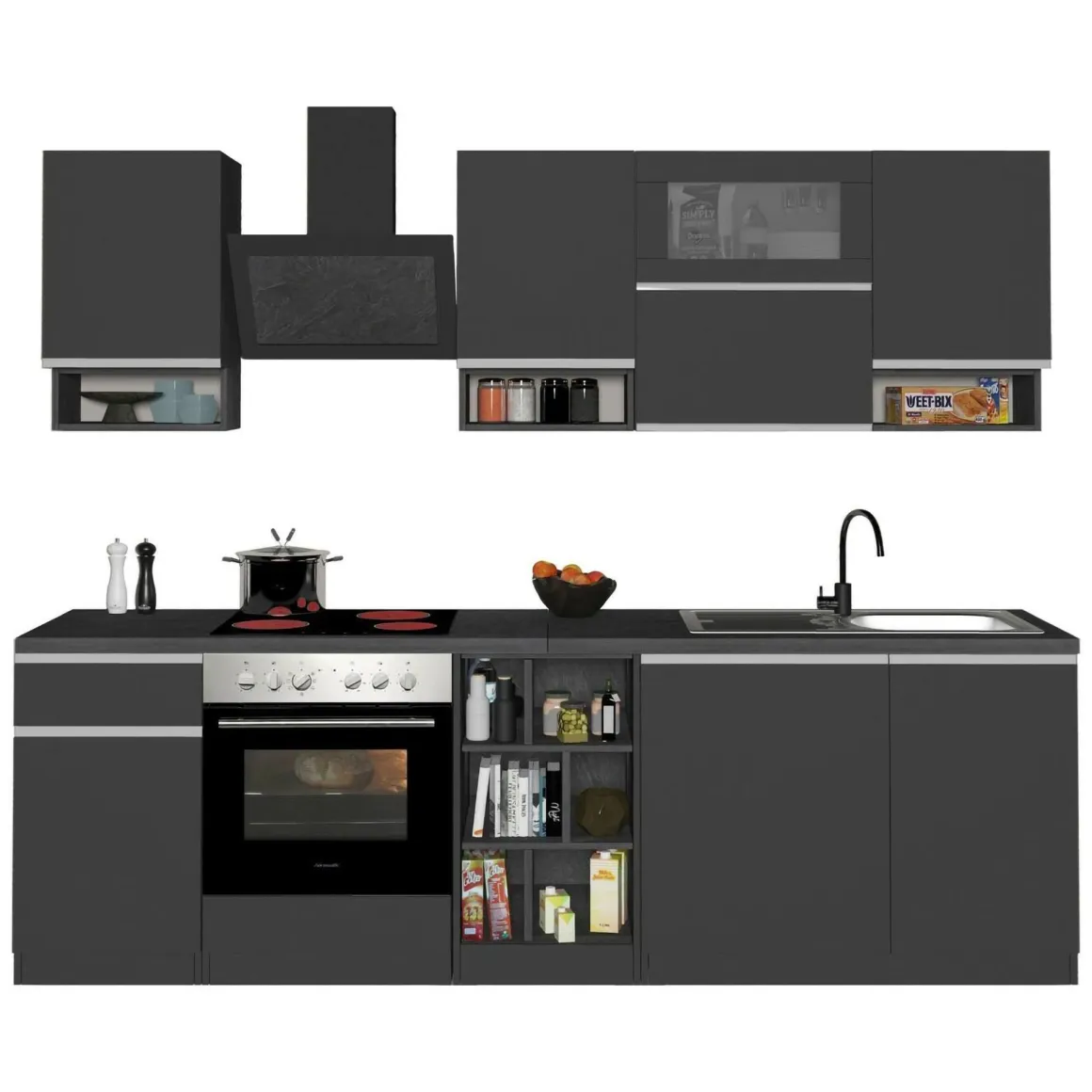 Cucina Grigio Ardesia Grigio Ardesia un Cassetto 19 Ripiani, Modulabile Made in Italy - Attiko