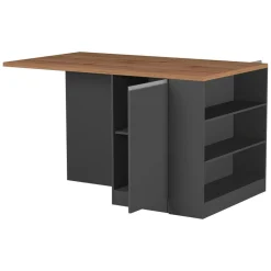 Cucine|Cucina > Dmora Cucina Grigio Ardesia Marrone Rovere 3 Cassetti 31 Ripiani, Modulabile Made in Italy - Appiah Marrone Rovere, Grigio Ardesia