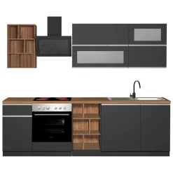 Cucina Grigio Ardesia Marrone Rovere un Cassetto 13 Ripiani, 5 Ante Made in Italy - Fonti