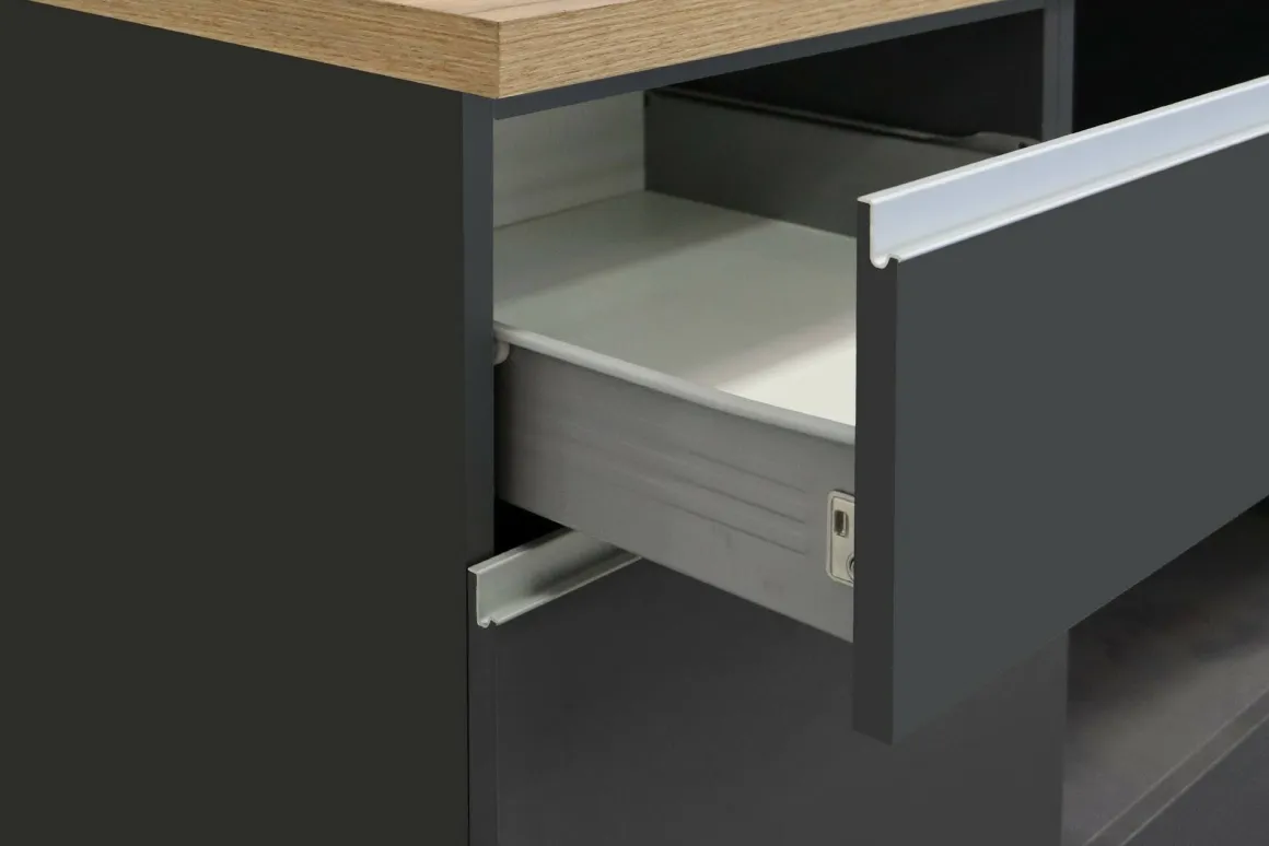 Cucina Grigio Ardesia Marrone Rovere un Cassetto 13 Ripiani, 5 Ante Made in Italy - Fonti