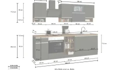 Cucina Grigio Ardesia Marrone Rovere un Cassetto 19 Ripiani, Modulabile Made in Italy - Attiko