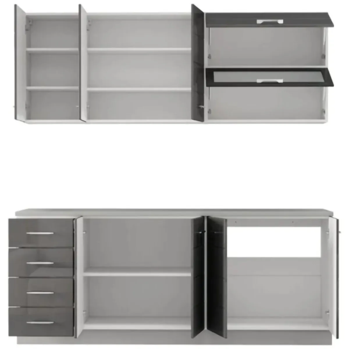 Cucine > Dmora Cucina Grigio Scuro Grigio Chiaro 6 Ripiani 4 Cassetti, Modulabile - Riquew Grigio Chiaro, Grigio Scuro