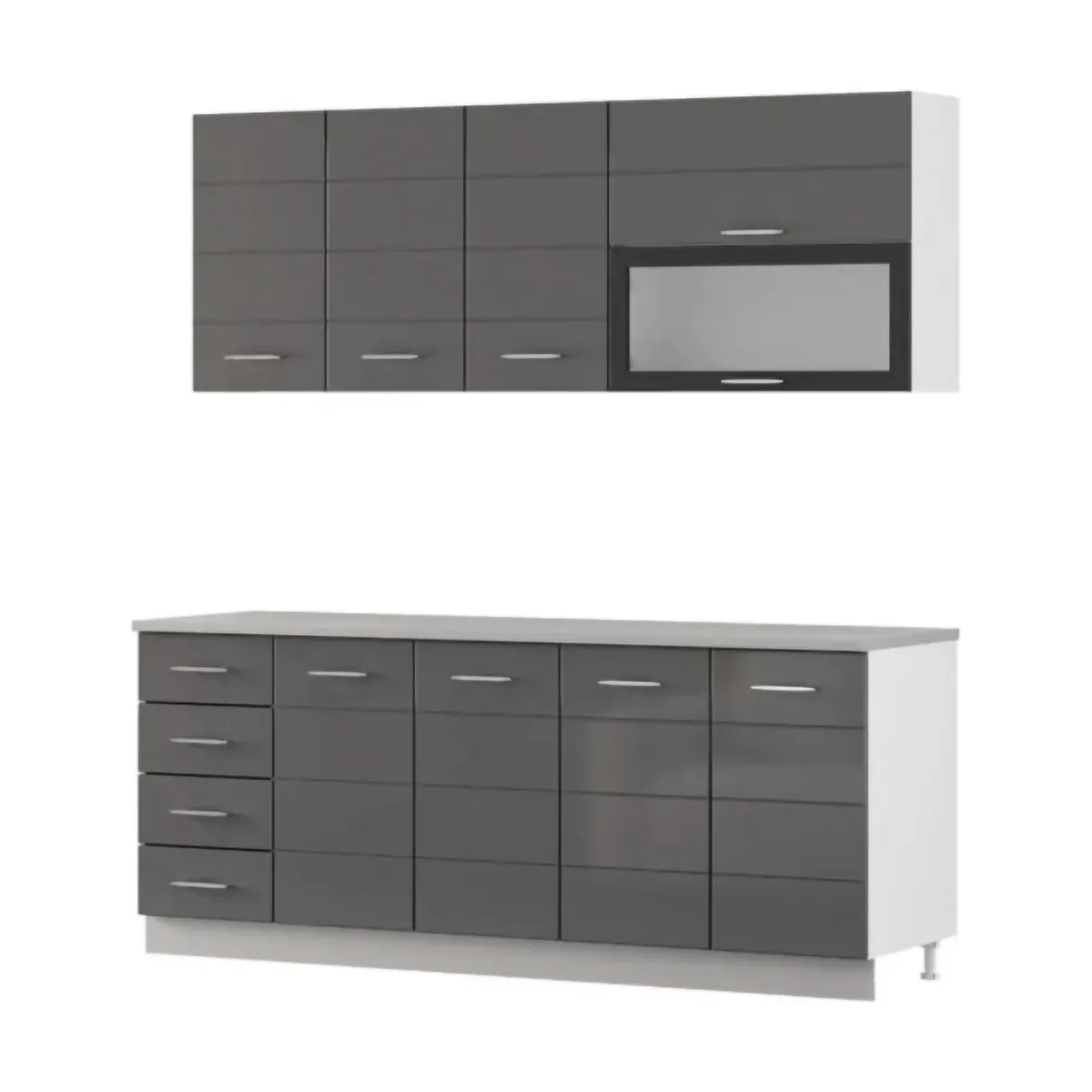 Cucine > Dmora Cucina Grigio Scuro Grigio Chiaro 6 Ripiani 4 Cassetti, Modulabile - Riquew Grigio Chiaro, Grigio Scuro