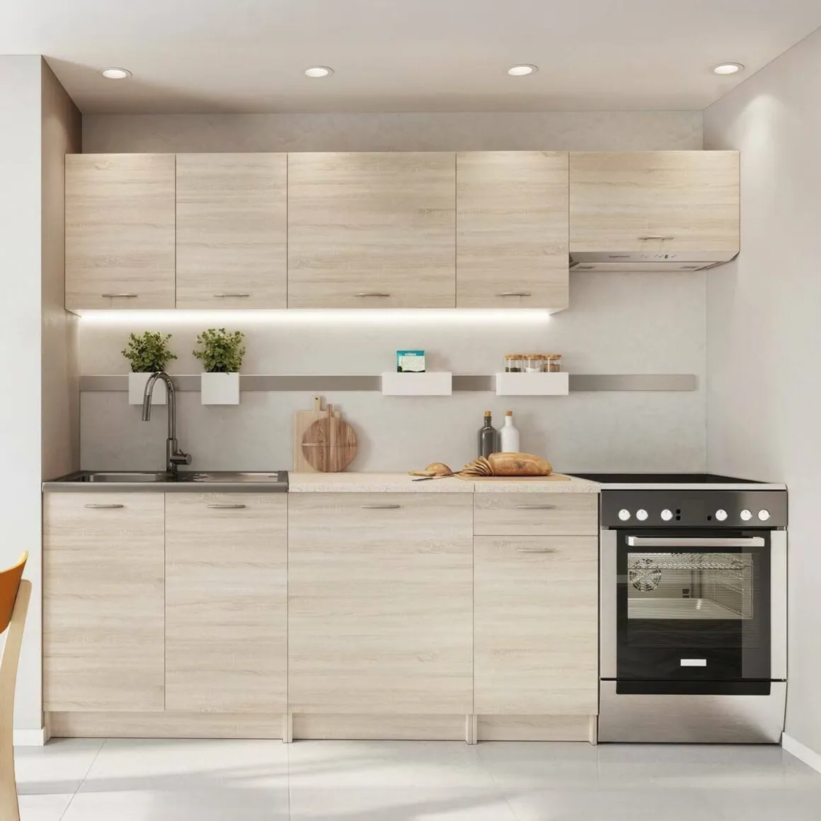 Cucina Marrone Rovere Modulabile un Cassetto, un Ripiano - Urzulei