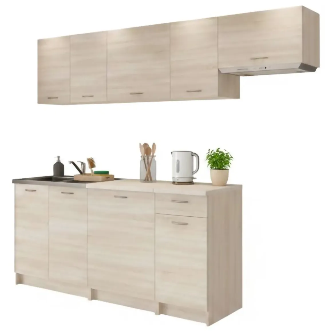 Cucina Marrone Rovere Modulabile un Cassetto, un Ripiano - Urzulei