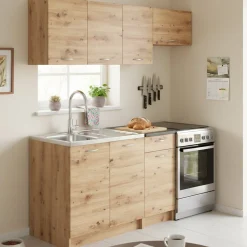 Cucine > Dmora Cucina Modulabile un Cassetto, un Ripiano - Sora Marrone Rovere Nodi