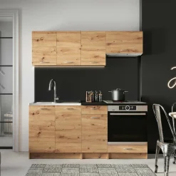Cucine > Dmora Cucina Modulabile un Cassetto, un Ripiano - Urzulei Marrone Rovere Nodi