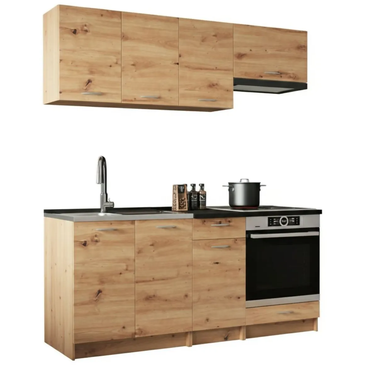 Cucine > Dmora Cucina Modulabile un Cassetto, un Ripiano - Urzulei Marrone Rovere Nodi