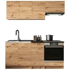 Cucine > Dmora Cucina Modulabile un Cassetto, un Ripiano - Urzulei Marrone Rovere Nodi