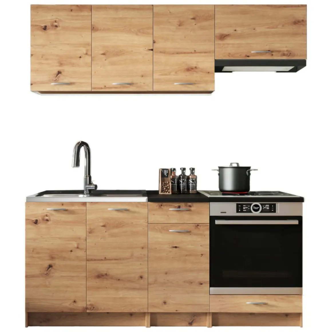 Cucine > Dmora Cucina Modulabile un Cassetto, un Ripiano - Urzulei Marrone Rovere Nodi