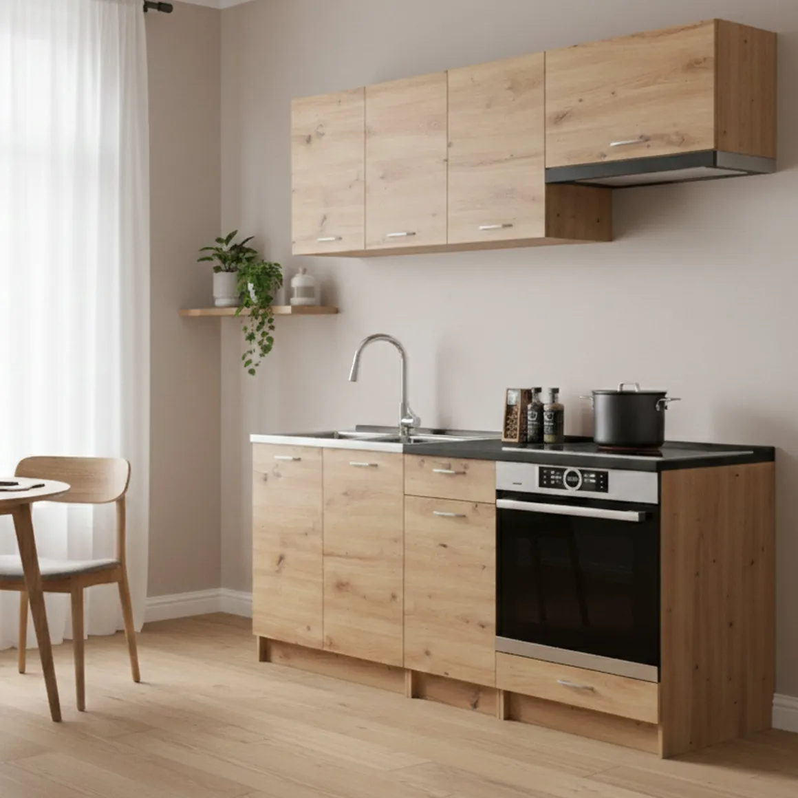 Cucine > Dmora Cucina Modulabile un Cassetto, un Ripiano - Urzulei Marrone Rovere Nodi